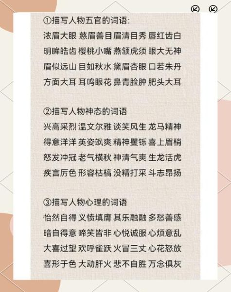 形容人外貌的四字词语有哪些_如何精准描写人物外貌