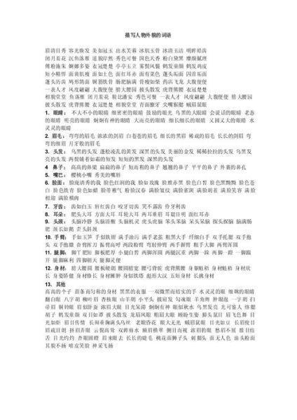 含外形词语大全_如何精准描写人物外貌