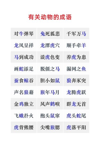 兽的四字词语有哪些_常见兽类成语大全