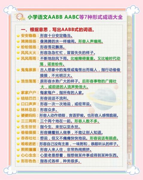 相貌aabb词语有哪些_怎么用