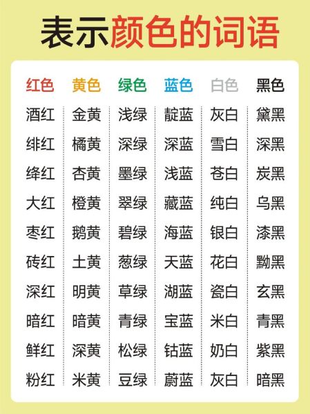 ab词语表示颜色有哪些_ab颜色词语大全