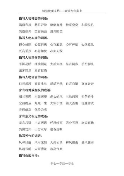 神描写词语有哪些_如何用在作文里