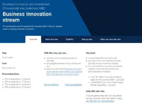 188A创业移民条件_澳洲188A签证流程