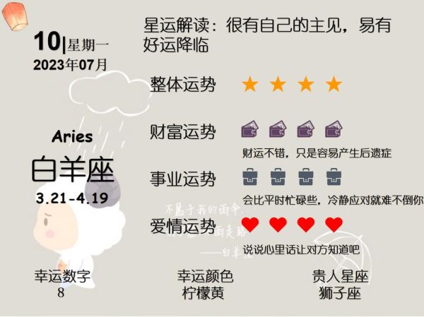 白羊座今日运势如何_白羊座7月7日运势详解